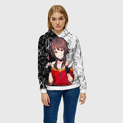 Толстовка-худи женская Мегумин - Коносуба, цвет: 3D-белый — фото 2