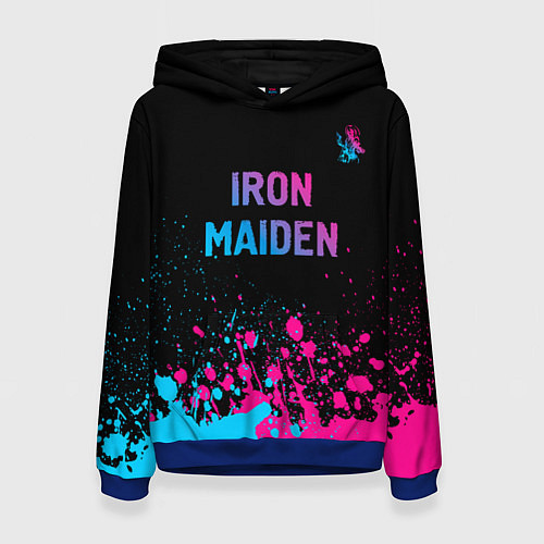 Женская толстовка Iron Maiden - neon gradient: символ сверху / 3D-Синий – фото 1