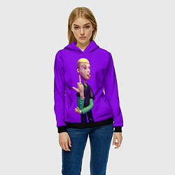 Толстовка-худи женская Lil Peep На Фиолетовом Фоне, цвет: 3D-черный — фото 2