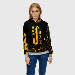 Толстовка-худи женская Jazz - ноты, цвет: 3D-меланж — фото 2