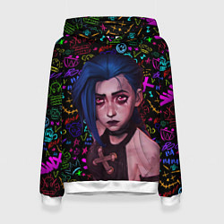 Толстовка-худи женская Jinx: Джинкс Паудер, цвет: 3D-белый