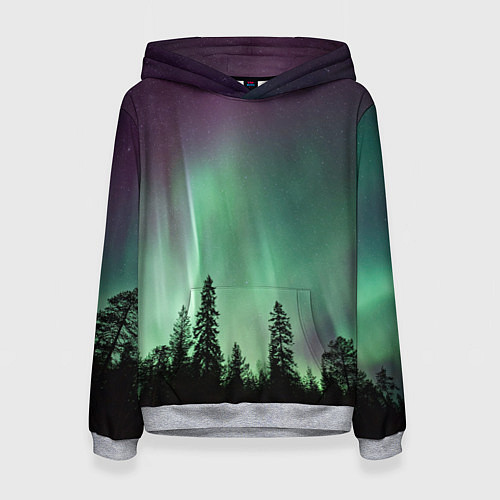 Женская толстовка Сияние над лесом / 3D-Меланж – фото 1