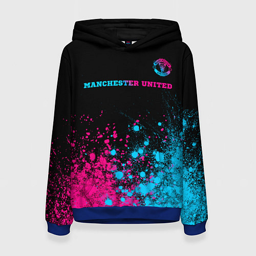 Женская толстовка Manchester United - neon gradient: символ сверху / 3D-Синий – фото 1