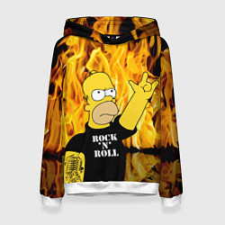 Толстовка-худи женская Homer Simpson - Rock n Roll!, цвет: 3D-белый