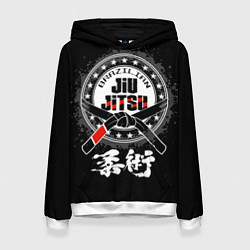Толстовка-худи женская Brazilian fight club Jiu-jitsu, цвет: 3D-белый