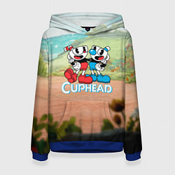 Толстовка-худи женская Cuphead природа, цвет: 3D-синий