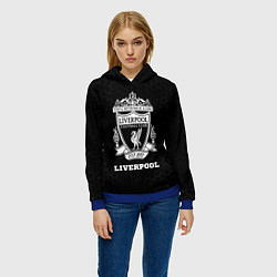 Толстовка-худи женская Liverpool sport на темном фоне, цвет: 3D-синий — фото 2