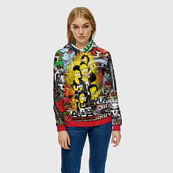 Толстовка-худи женская Simpsons & Punks not dead! Motto!, цвет: 3D-красный — фото 2