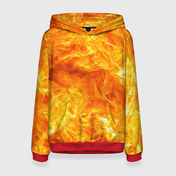 Толстовка-худи женская Бушующий огонь, цвет: 3D-красный