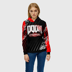 Толстовка-худи женская Doom - краска, цвет: 3D-черный — фото 2