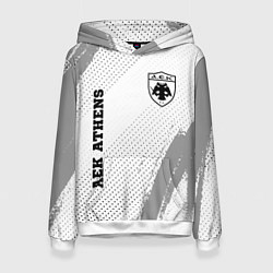 Толстовка-худи женская AEK Athens sport на светлом фоне: надпись, символ, цвет: 3D-белый