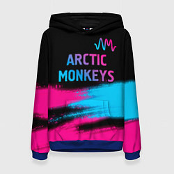 Толстовка-худи женская Arctic Monkeys - neon gradient: символ сверху, цвет: 3D-синий