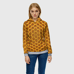 Толстовка-худи женская Volumetric honeycombs, цвет: 3D-меланж — фото 2