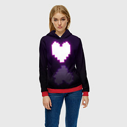 Толстовка-худи женская Undertale heart neon, цвет: 3D-красный — фото 2