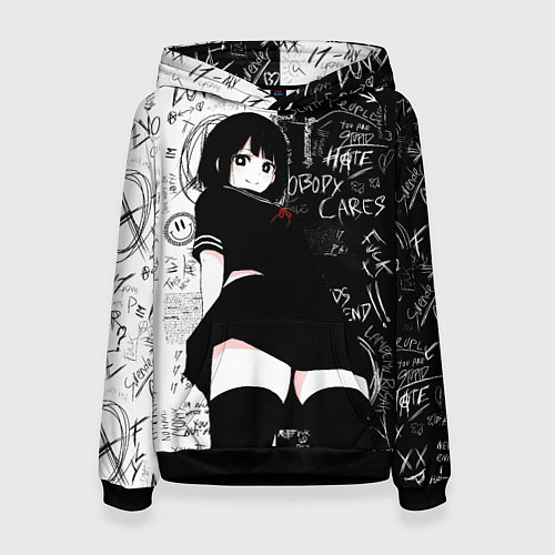 Женская толстовка Девочка аниме - dead inside / 3D-Черный – фото 1