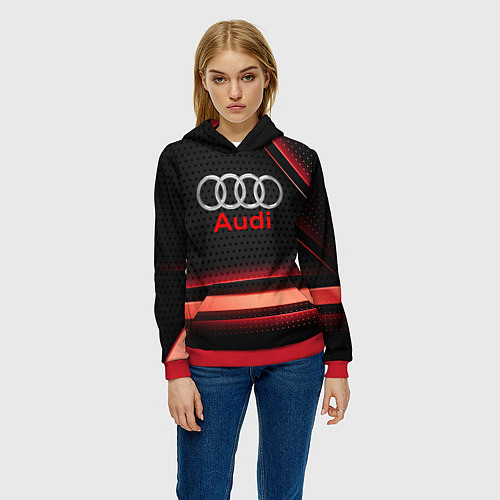 Женская толстовка Audi абстракция карбон / 3D-Красный – фото 3