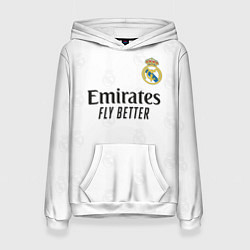 Толстовка-худи женская Реал Мадрид форма 20222023, цвет: 3D-белый