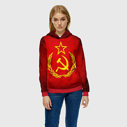 Толстовка-худи женская СССР - старый флаг, цвет: 3D-красный — фото 2