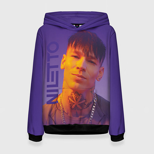 Женская толстовка Niletto на фиолетовом фоне / 3D-Черный – фото 1