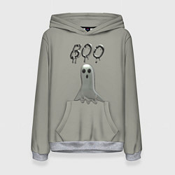 Толстовка-худи женская Серый призрак BOO, цвет: 3D-меланж