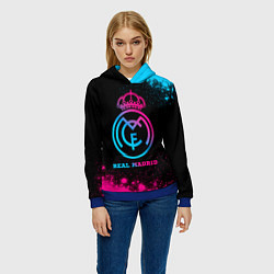 Толстовка-худи женская Real Madrid - neon gradient, цвет: 3D-синий — фото 2