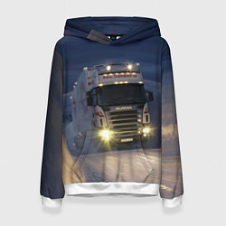 Толстовка-худи женская Для фуры Scania нет преград, цвет: 3D-белый