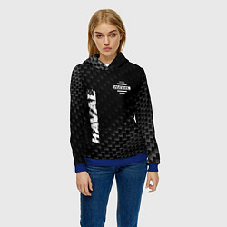 Толстовка-худи женская Haval карбоновый фон, цвет: 3D-синий — фото 2