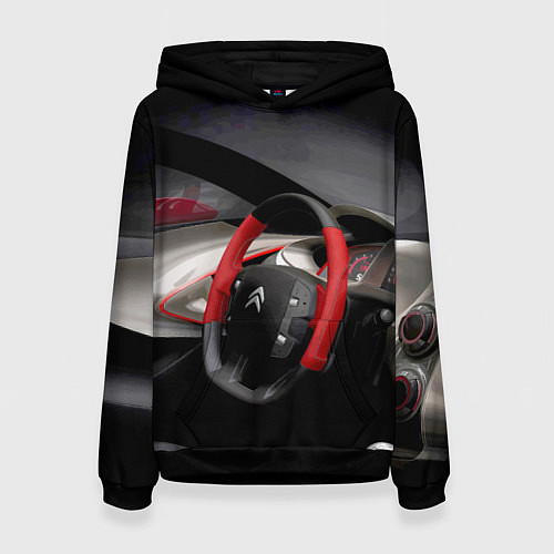 Женская толстовка Ситроен - салон - Steering wheel / 3D-Черный – фото 1