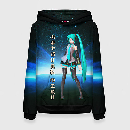 Женская толстовка Хацунэ Мику - вокалоид / 3D-Черный – фото 1