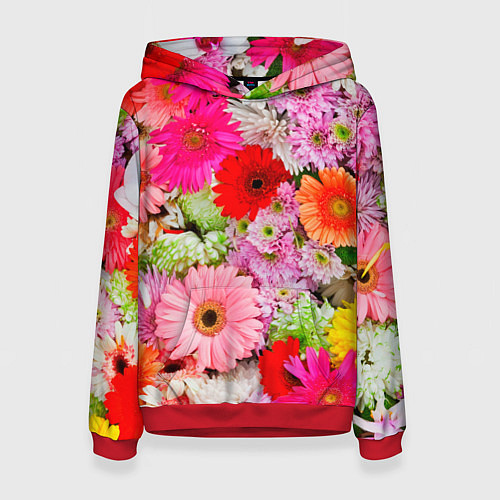 Женская толстовка Colorful chrysanthemums / 3D-Красный – фото 1
