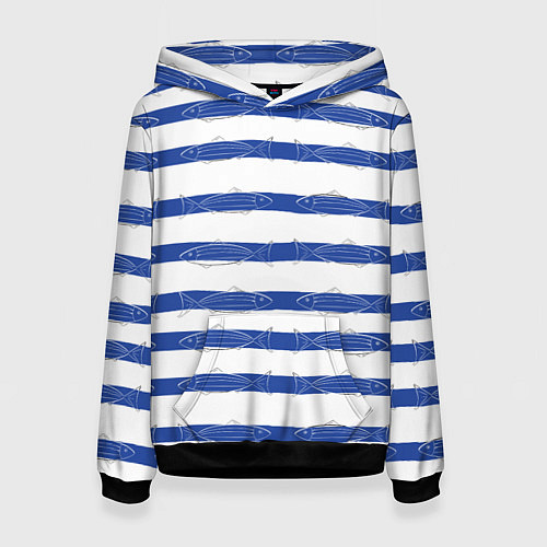 Женская толстовка Рыбы в полоску / 3D-Черный – фото 1