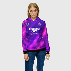 Толстовка-худи женская Leicester City legendary sport grunge, цвет: 3D-черный — фото 2