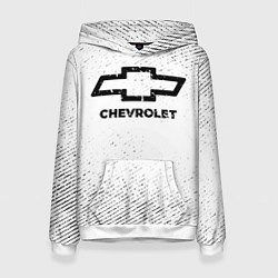 Толстовка-худи женская Chevrolet с потертостями на светлом фоне, цвет: 3D-белый