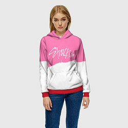 Толстовка-худи женская Stray Kids pink and white, цвет: 3D-красный — фото 2