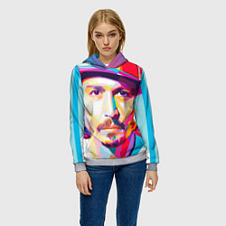 Толстовка-худи женская Джонни Депп портрет, цвет: 3D-меланж — фото 2