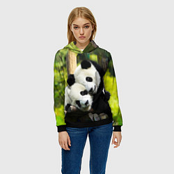 Толстовка-худи женская Влюблённые панды, цвет: 3D-черный — фото 2