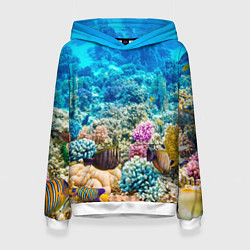 Толстовка-худи женская Дно морское, цвет: 3D-белый