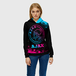 Толстовка-худи женская Ajax - neon gradient, цвет: 3D-черный — фото 2