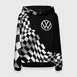 Толстовка-худи женская Volkswagen racing flag, цвет: 3D-черный