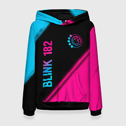 Толстовка-худи женская Blink 182 - neon gradient: надпись, символ, цвет: 3D-черный