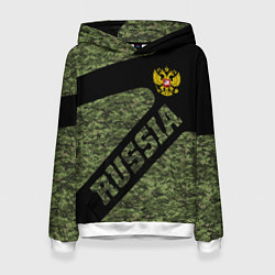Толстовка-худи женская Камуфляж - RUSSIA, цвет: 3D-белый