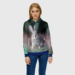 Толстовка-худи женская Малыш кролик, цвет: 3D-синий — фото 2