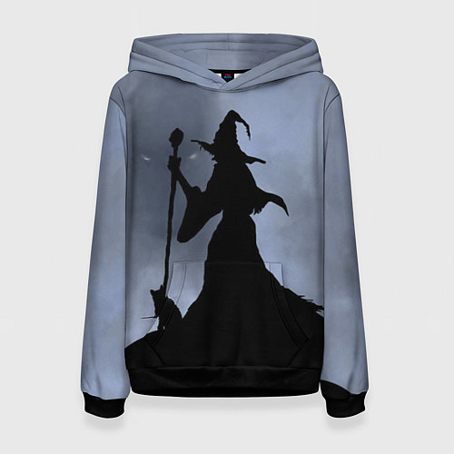 Женская толстовка Halloween - силуэт ведьмы с котом / 3D-Черный – фото 1