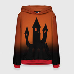 Толстовка-худи женская Halloween - замок ведьм, цвет: 3D-красный