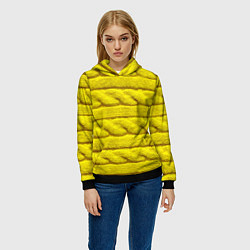 Толстовка-худи женская Жёлтый свитер - Осень-Зима 2028, цвет: 3D-черный — фото 2