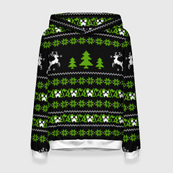 Толстовка-худи женская Новогодний свитер - Крипер, цвет: 3D-белый