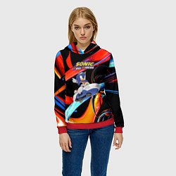 Толстовка-худи женская Sonic Free Riders - Hedgehog, цвет: 3D-красный — фото 2