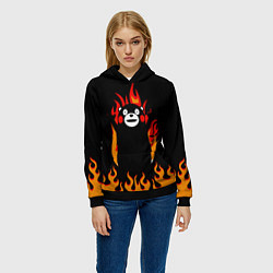 Толстовка-худи женская Восхваляющий Кумамон - Тайна Кумамона, цвет: 3D-черный — фото 2