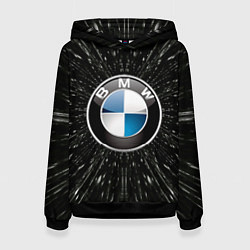 Толстовка-худи женская БМВ эмблема, автомобильная тема, цвет: 3D-черный