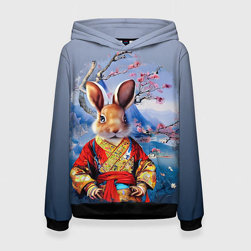 Женская толстовка Кролик в китайском халате / 3D-Черный – фото 1